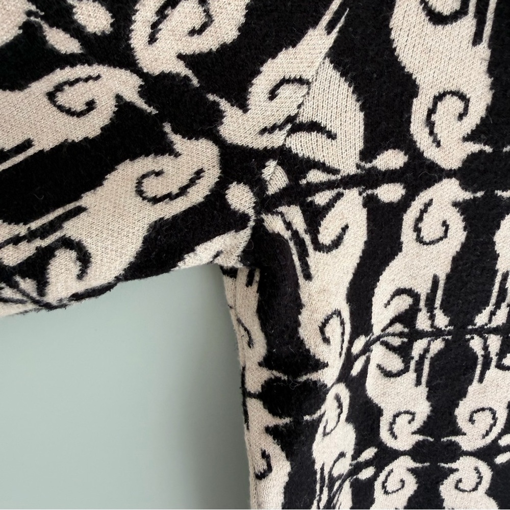 MAEVE x ANTHROPOLOGIE Harmon Jacquard Sweater Tee in Black White Poodle - Picture 9 of 9
